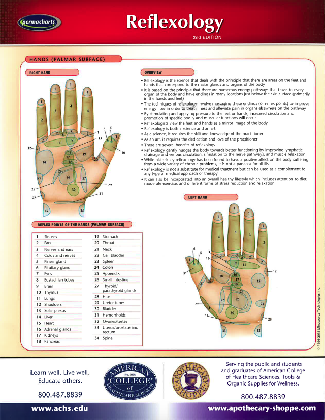 Angel Point Hand Acupuncture Points Hand Chart